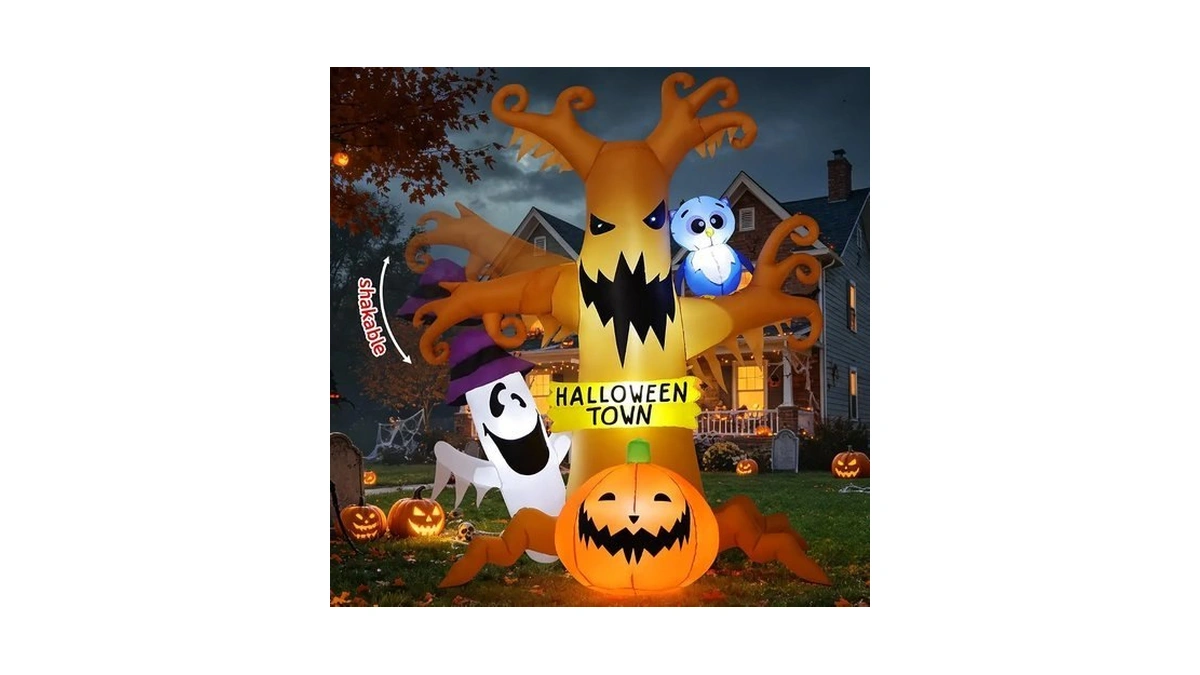 Goosh 8 Ft Halloween Inflatables Dead Tree Outdoor Decorations With