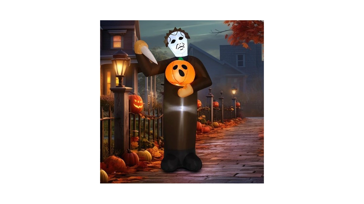 Comin Halloween Inflatable 6ft Scary Pumpkin Killer With Built-in Leds