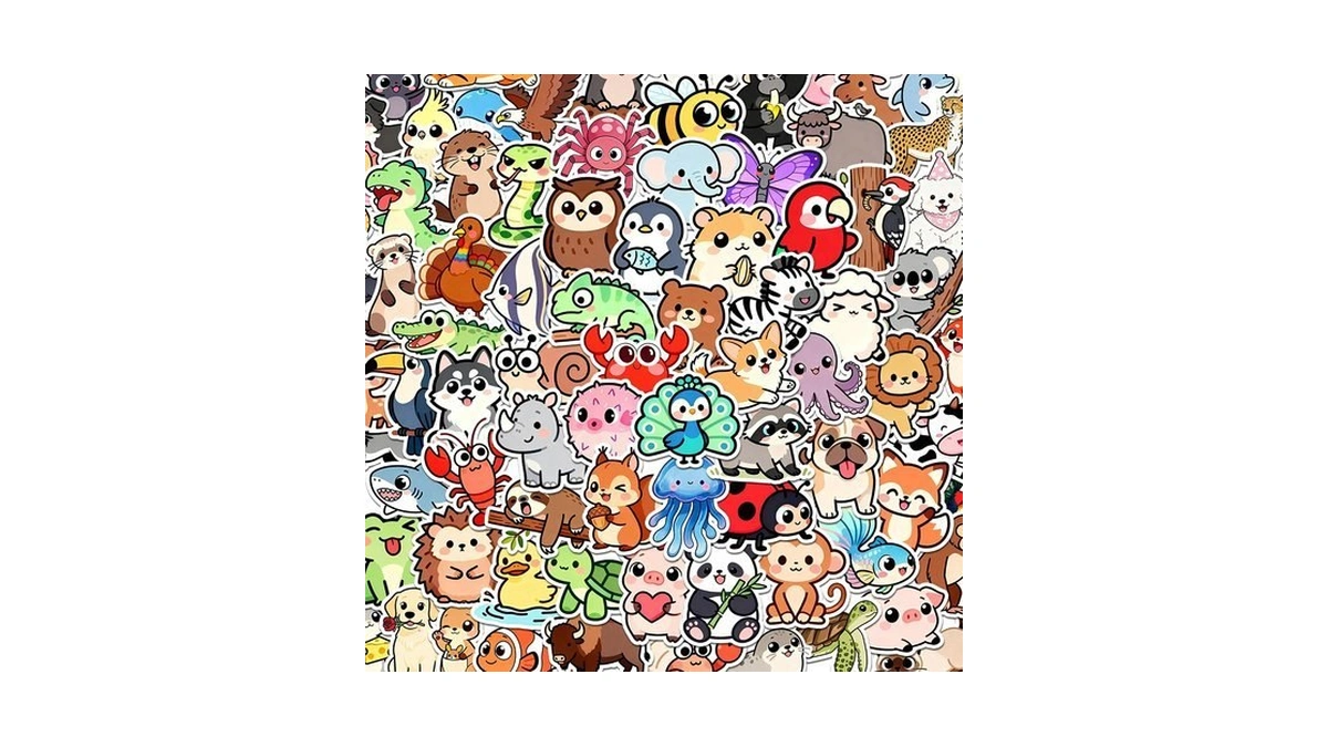 110pcs Animal Stickers For Kids, Cute Waterproof Vinyl Animal Stickers