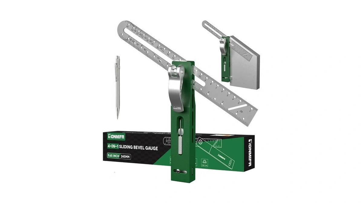 Tonmifr Adjustable Angle Ruler With Tungsten Carbide Scriber, 9.45"/240mm Aluminum