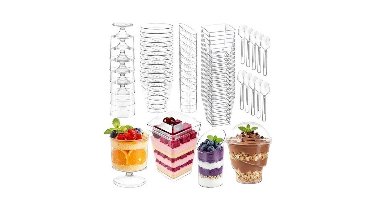 Slomg 160 Pcs 5 Oz Plastic Dessert Cups With Dome