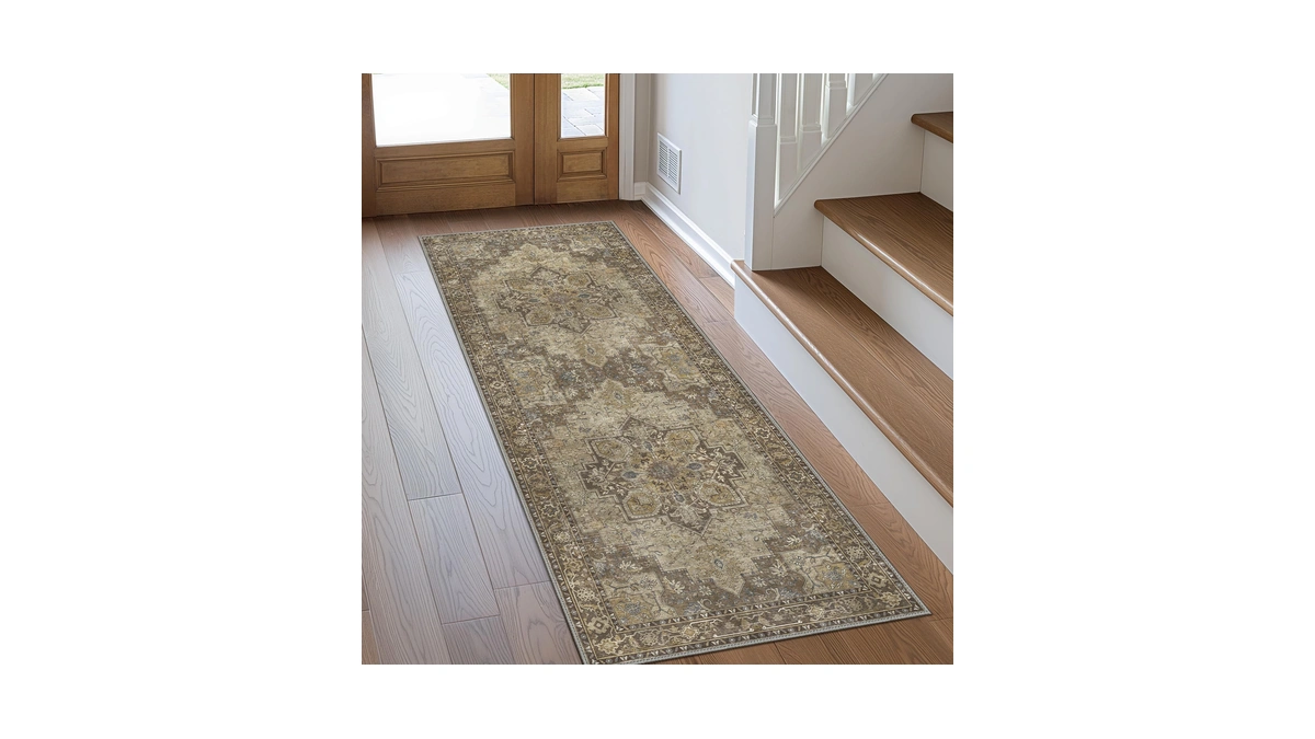 Genimo 2x6 Washable Runner Rug Non Slip For Hallway, Brown