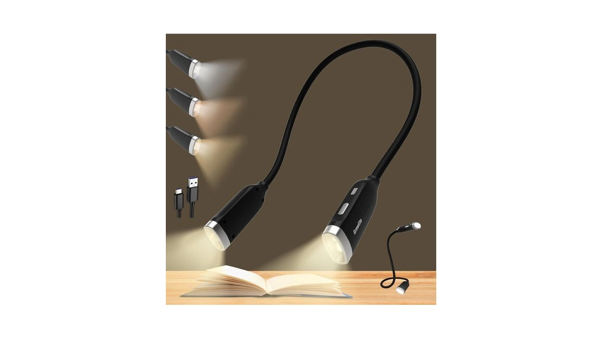 Neck Reading Light, 3 Color & Brightness Adjustable Book Light