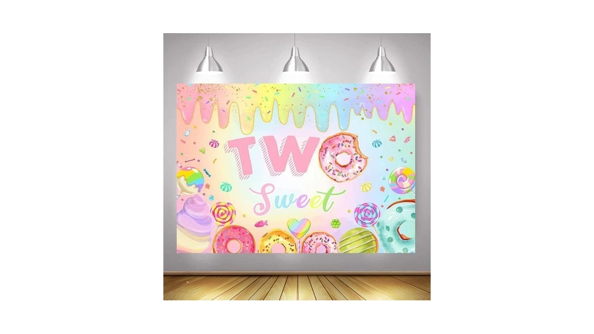 Mocsicka Donut Two Sweet Birthday Decorations Backdrop 7x5ft