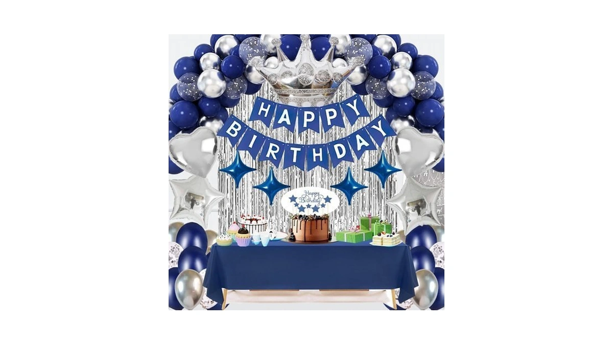 Navy Blue Birthday Party Decorations Set – 92pcs Set With