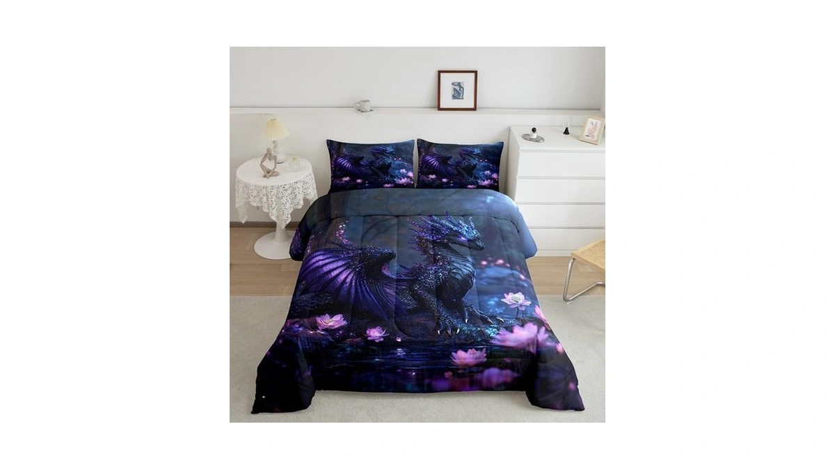 Feelyou Dragon Comforter Set King Size Dragon Stuff Comforter For
