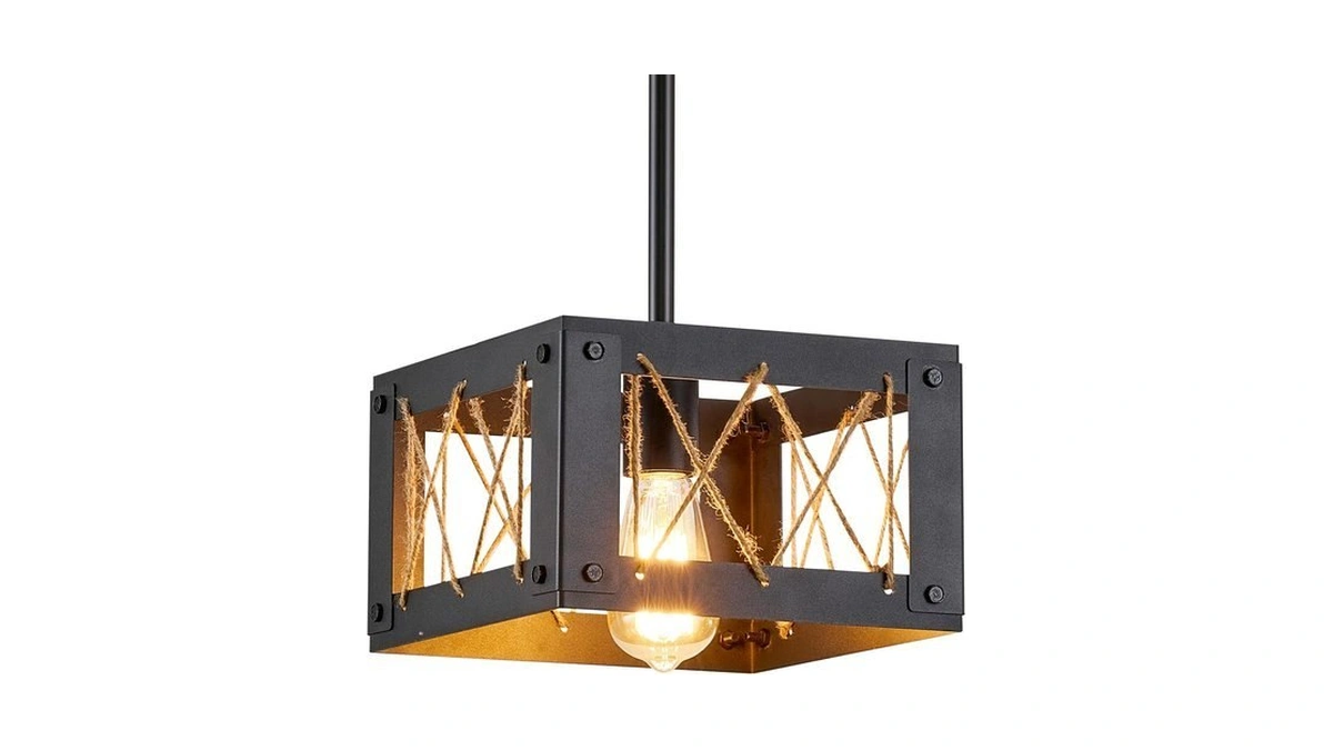 Dalouguan 1-light Farmhouse Pendant Light For Dining Room, Matte Black