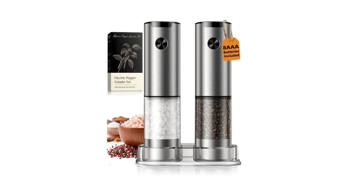 Electric Salt And Pepper Grinder Set, Battery Automatic Salt And