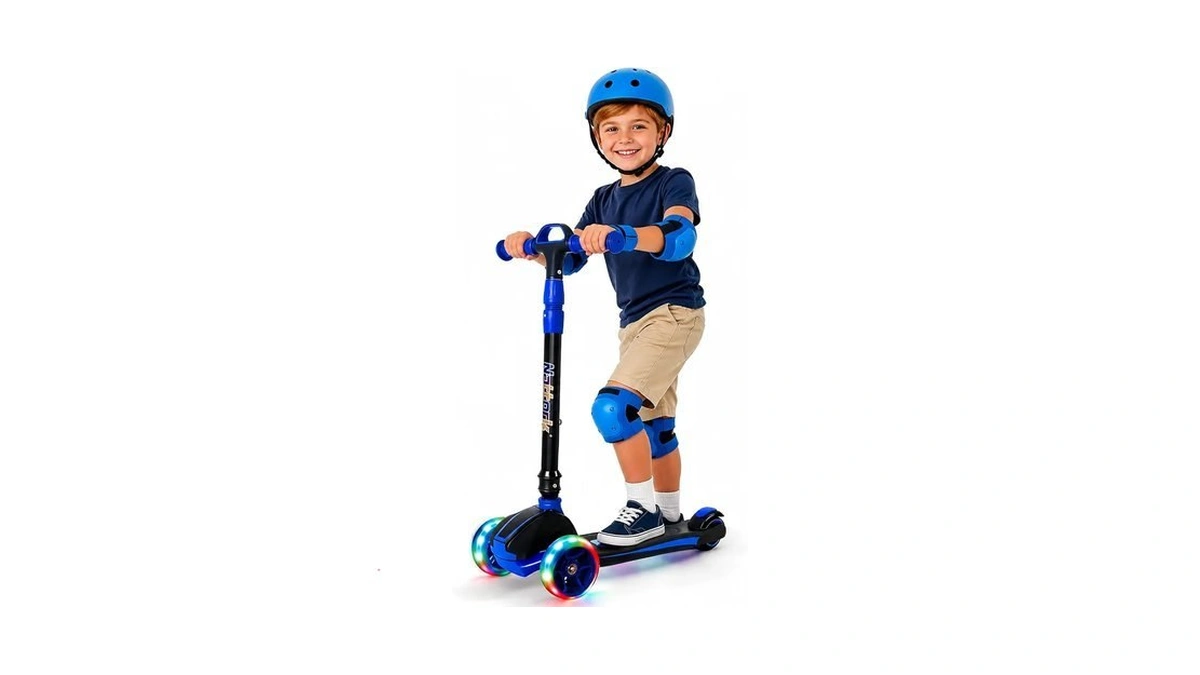 Nattork Kick Scooter For Ages 3-8, Light Up 3-wheels Foldable