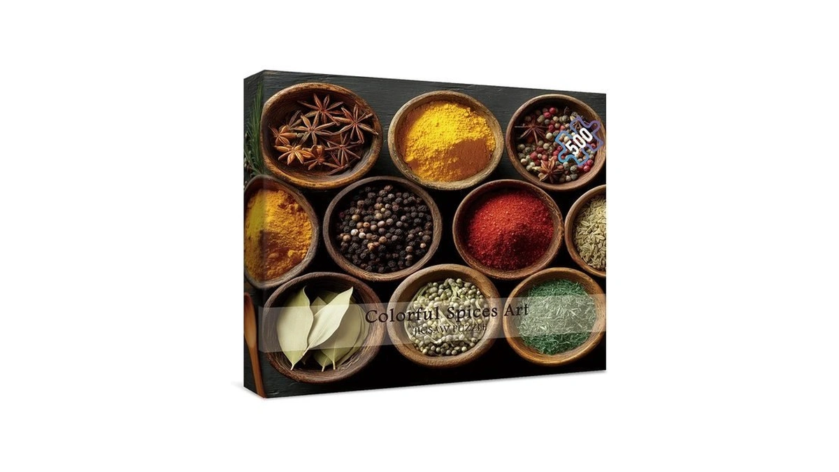 Vintage Colorful Spices Puzzles For Adults 500 Pieces. Retro Herbs