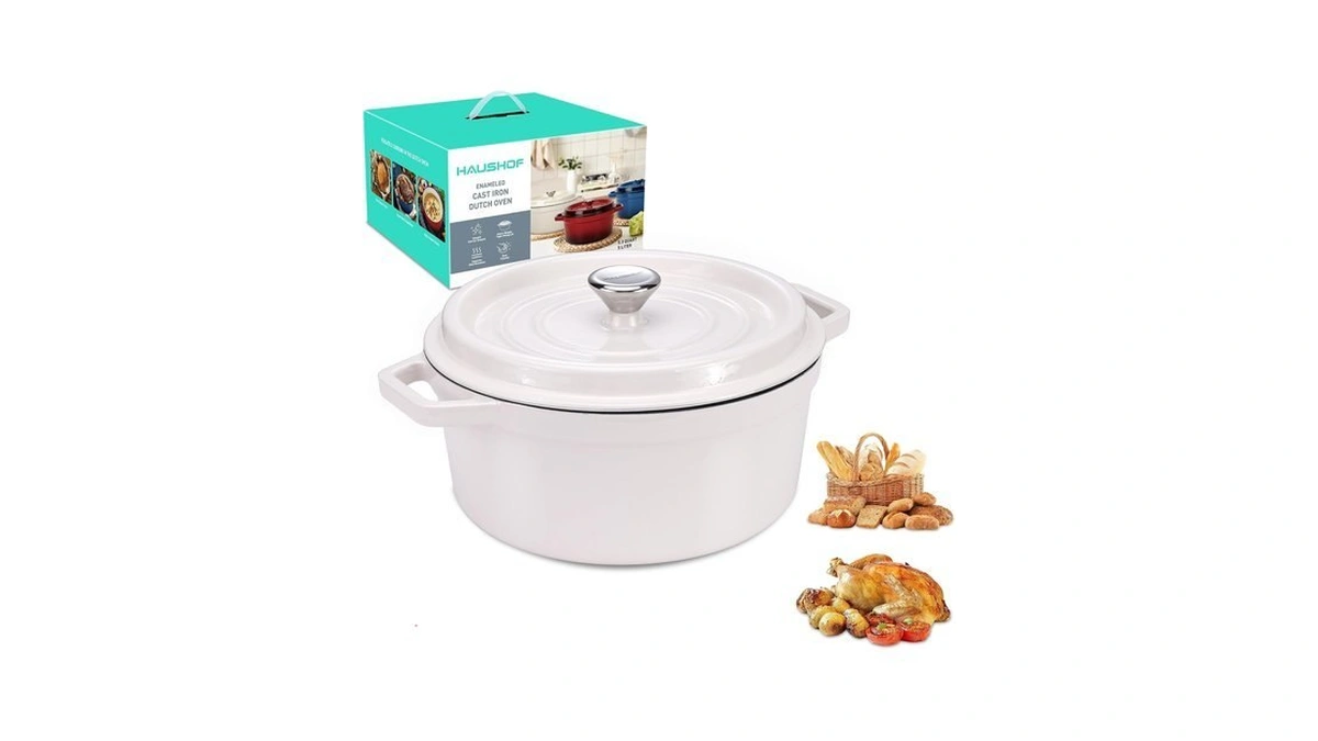 Haushof 5.3qt Cast Iron Dutch Oven, Non-stick Pot With Lid