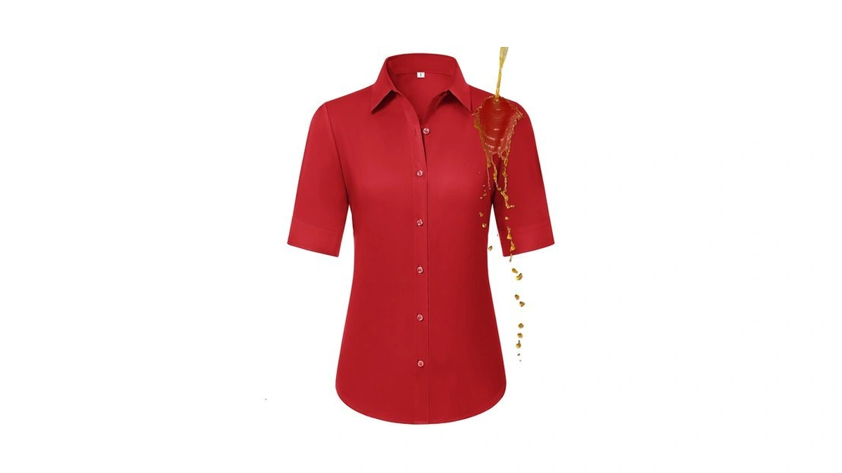 Gleeivy Women's Short Sleeve Button Down Shirt Stain Shield Wrinkle-free
