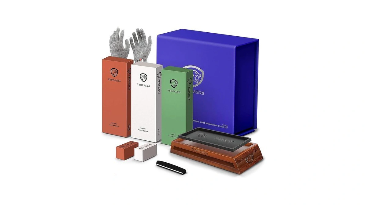 Extra Large Knife Sharpening Stone Kit, Thickered 3 Grit 400/1000/6000