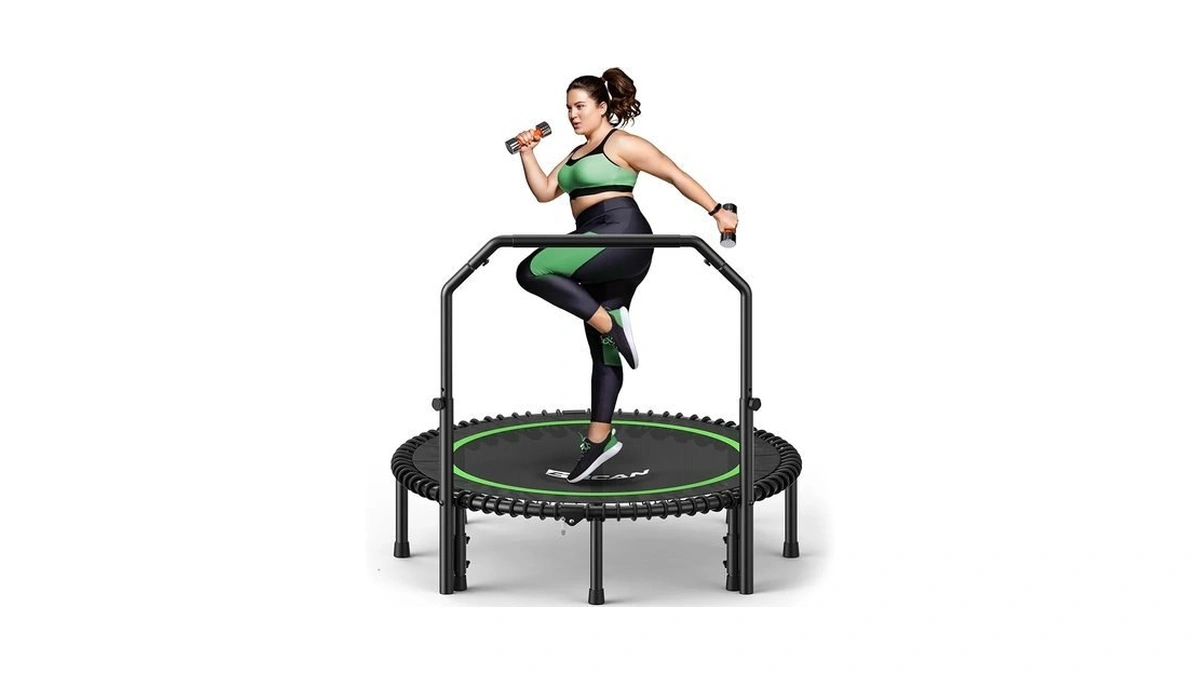 Bcan Bt2 450/550lbs Mini Rebounder Trampoline For Adults With Bar,