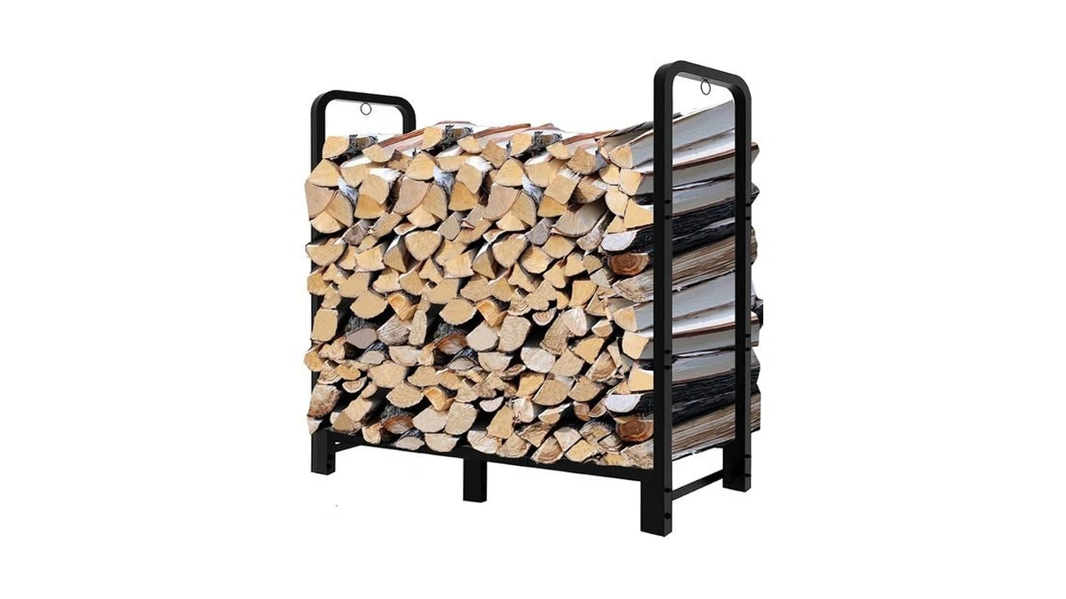 Fandature 4ft Firewood Rack Adjustable Fireplace Wood Holder For Outdoor