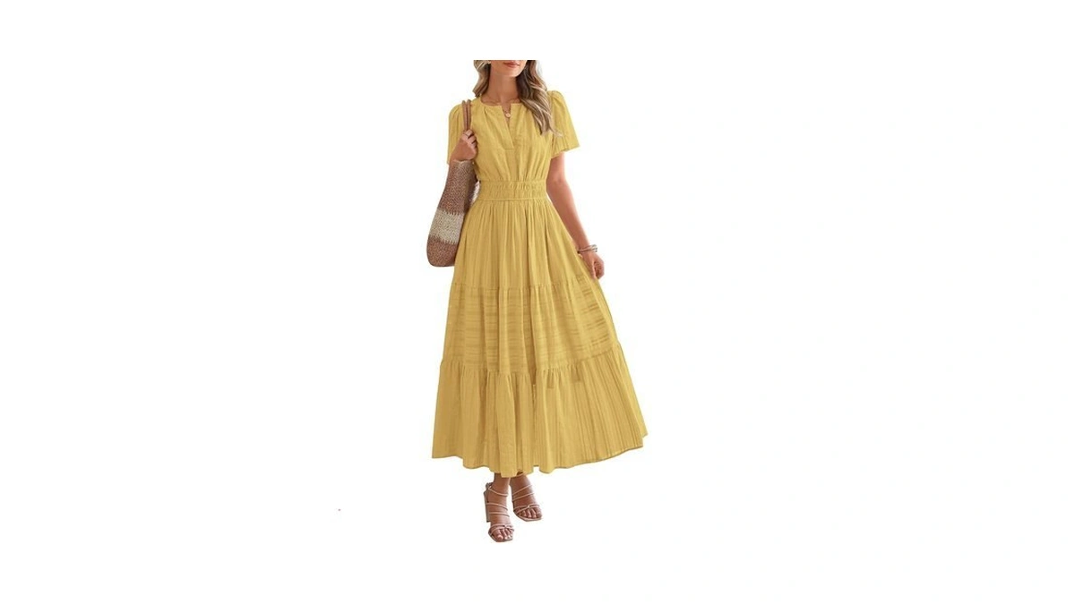 Btfbm Womens Summer 2026 Casual Midi Maxi Dresses,s,yellow
