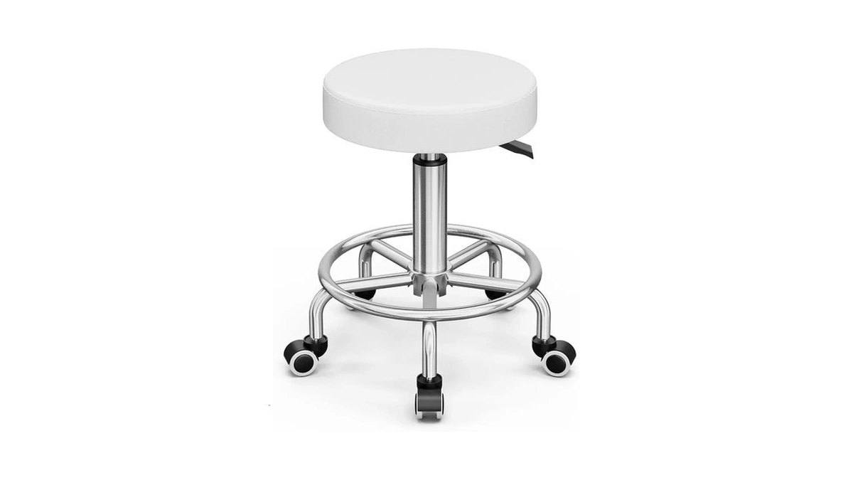 Icoget 360 Swivel Round Rolling Stool Chair, Height Adjustable Salon