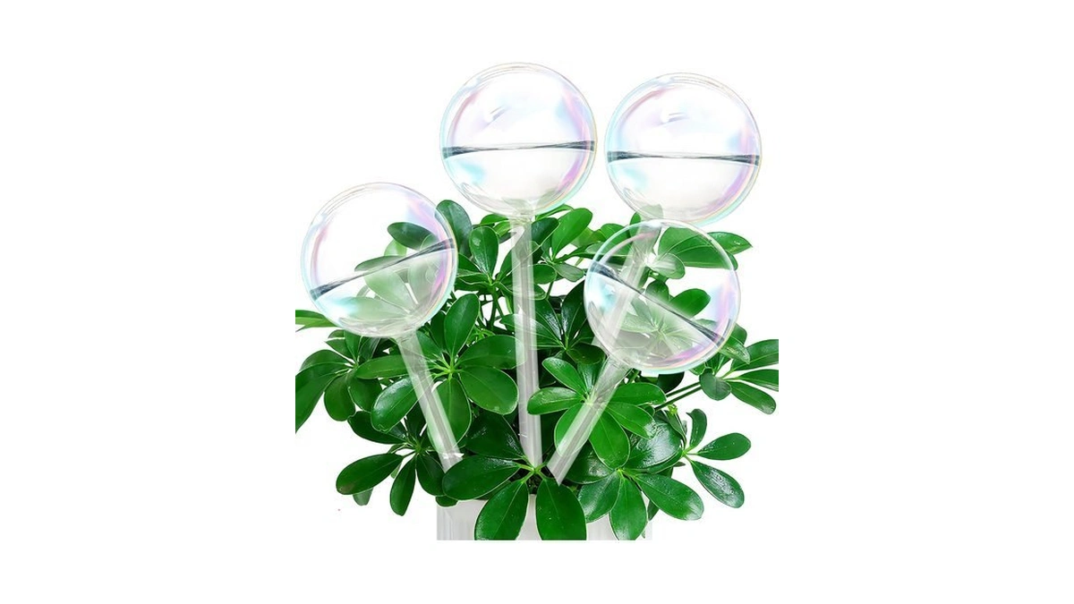 Igarden Self Watering Globes, Glass Rainbow Plant Watering Globes, 4