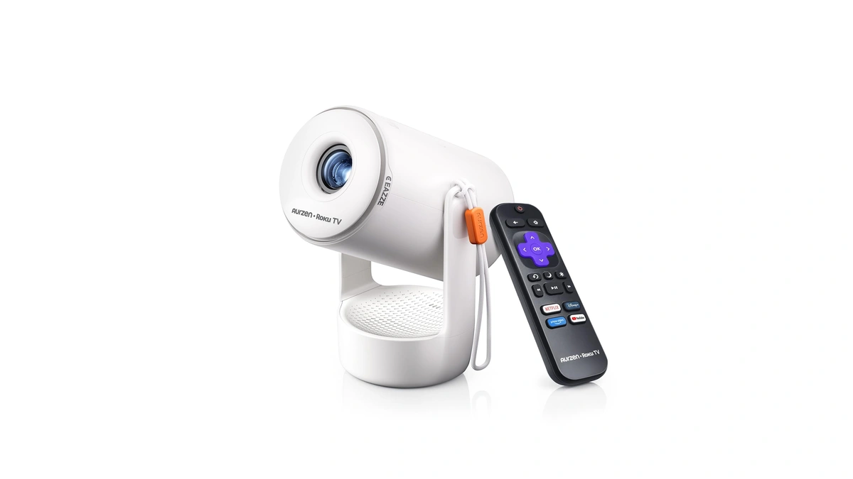 Aurzen Roku Tv E1r Smart Portable Mini Projector With Wifi