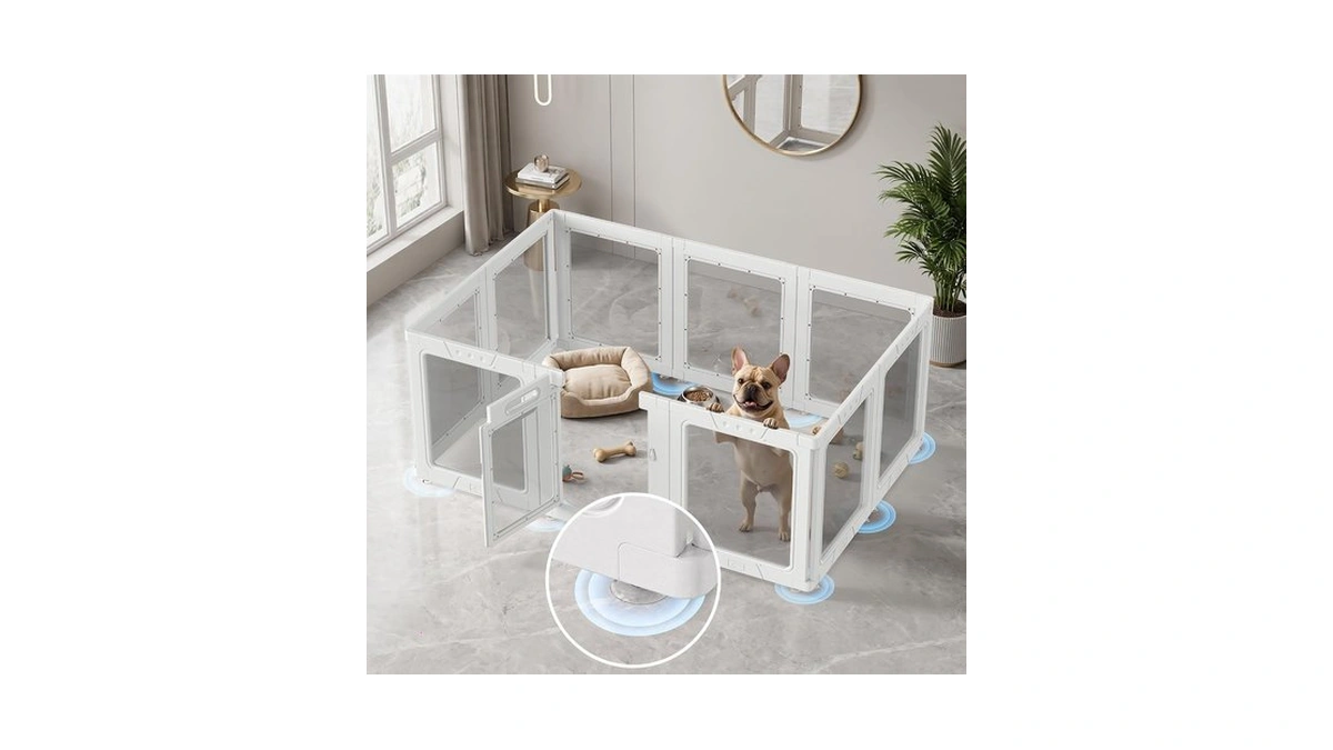 Purrsign Clear Acrylic Dog Playpen Indoor, 24" H, White