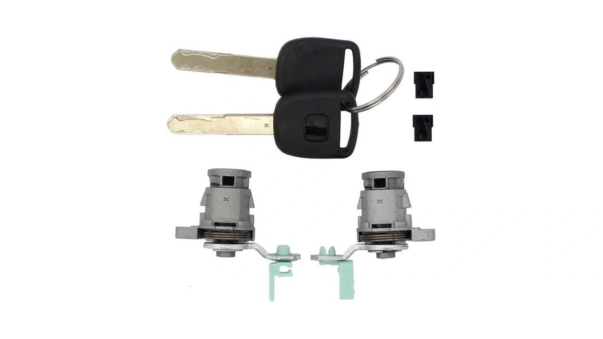 Front Driver And Passenger Side Door Lock Cylinder Keys Set