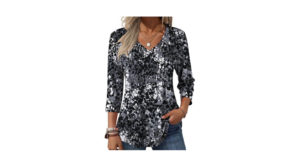 Zeagoo Plus Size Tops For Women Floral 3/4 Sleeve Fall