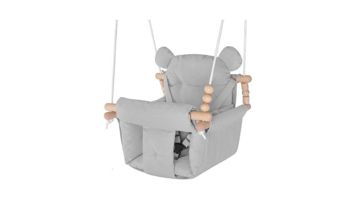 Baby Swing Indoor Outdoor,secure Canvas Wooden Toddler Swing Seat, 3-point