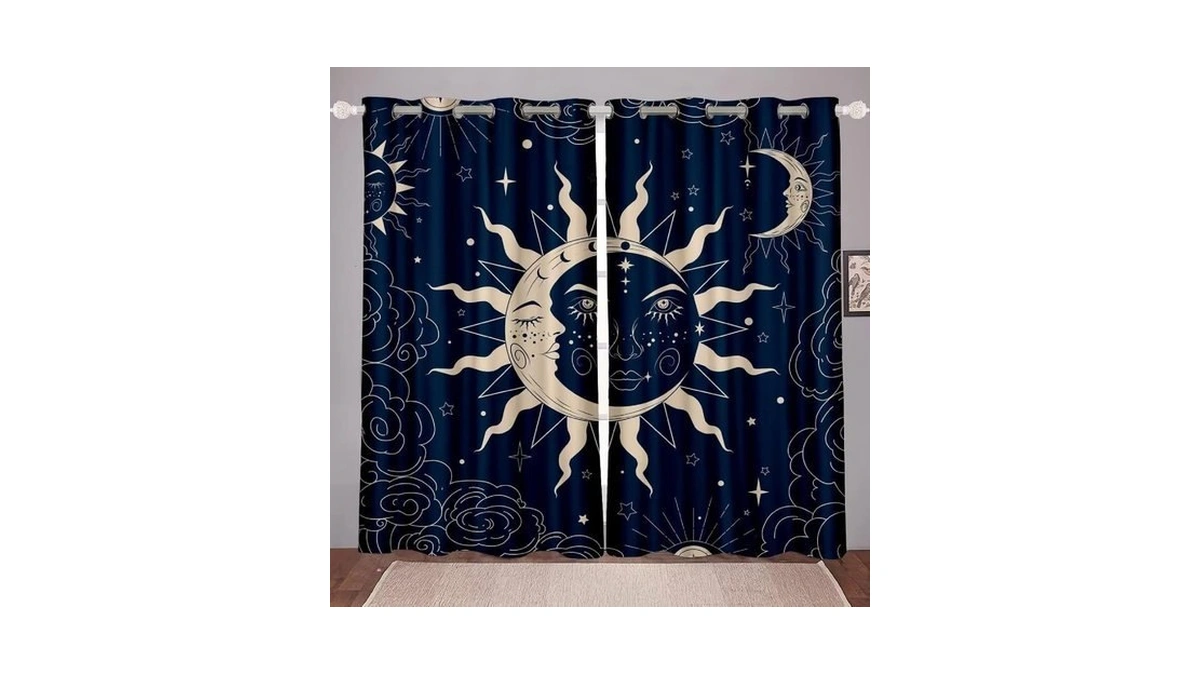 Kxry Sun And Moon Blackout Curtains For Bedroom Living Room