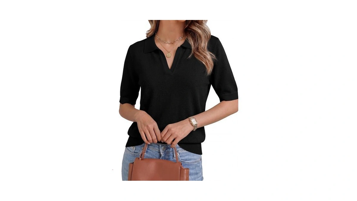 Gkbk Short Sleeve Sweater For Women Polo Shirts V Neck