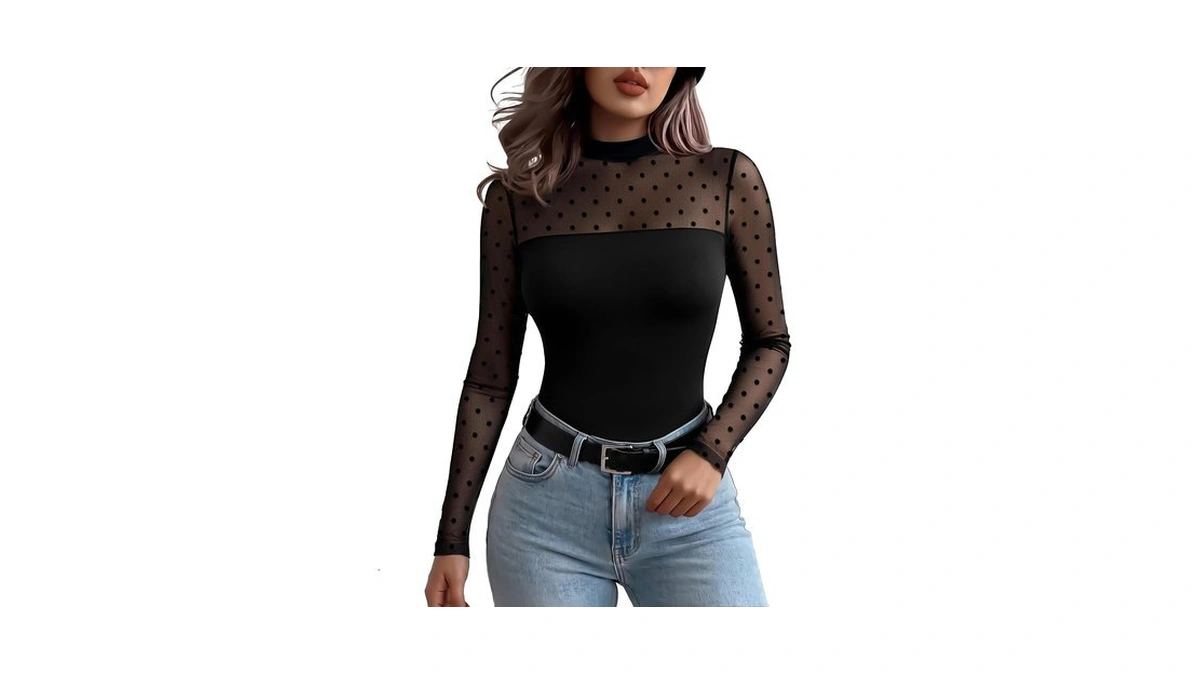 Zeagoo Lace Long Sleeve Shirts For Women Fall Sexy Mesh