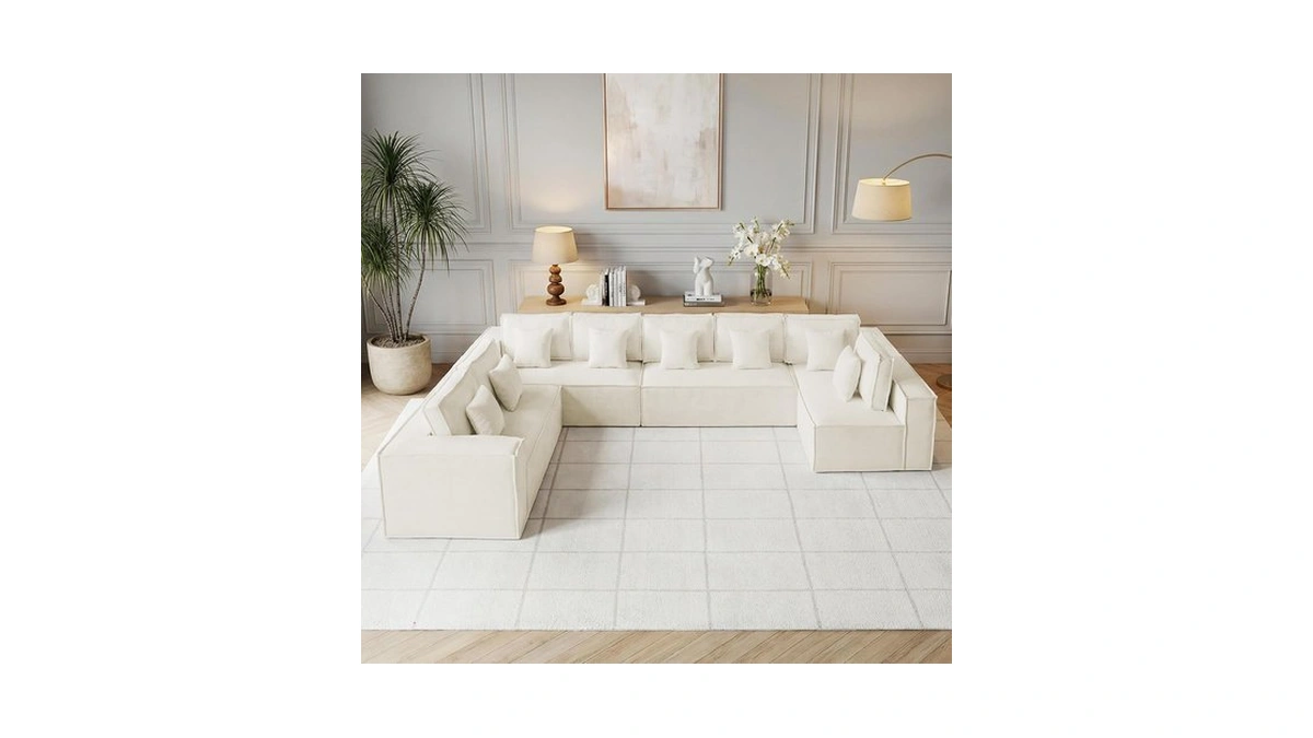 167'' Boneless Chenille U Shaped Couch, Oversized Modular Sectional 8