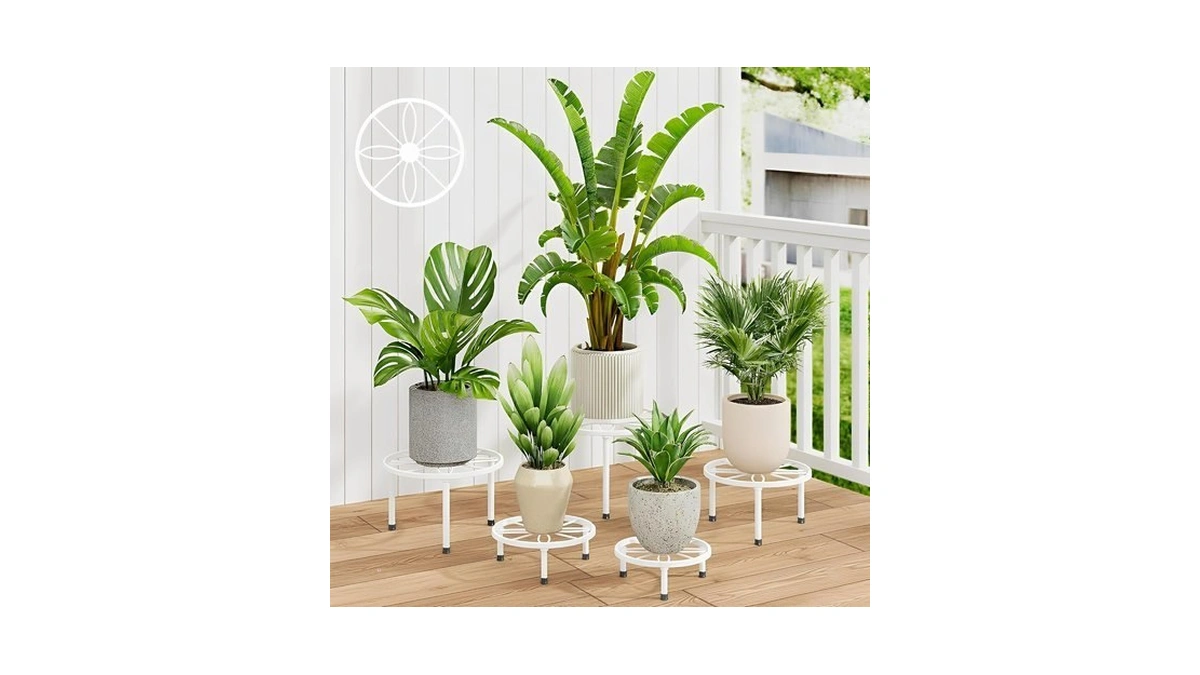 Nqw 5 Pack White Metal Outdoor Plant Stands Plant Risers