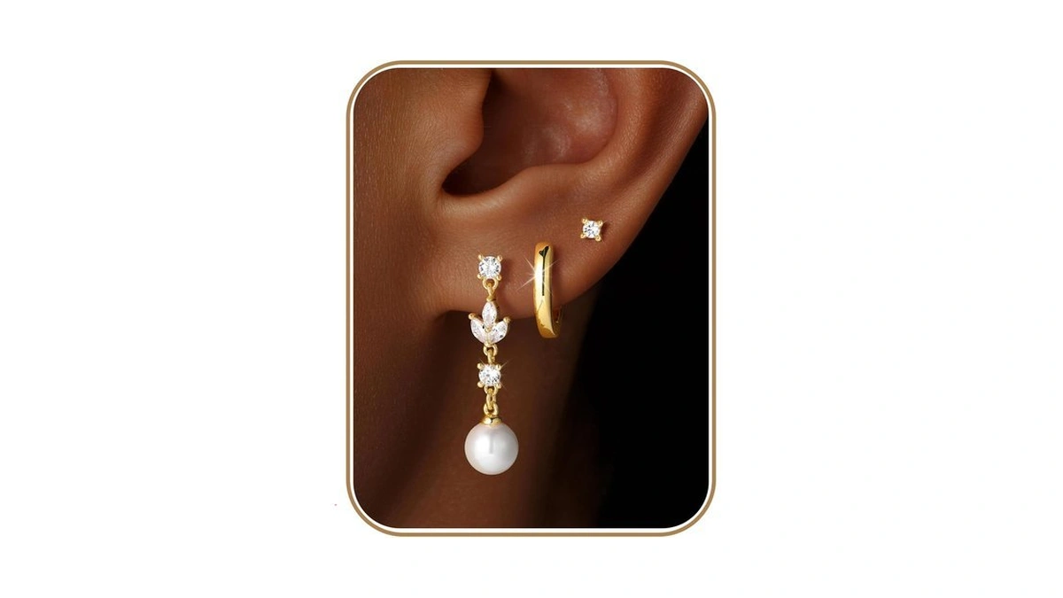 M Mooham Pearl Earrings For Women, Hypoallergenic Pearl Drop Earrings