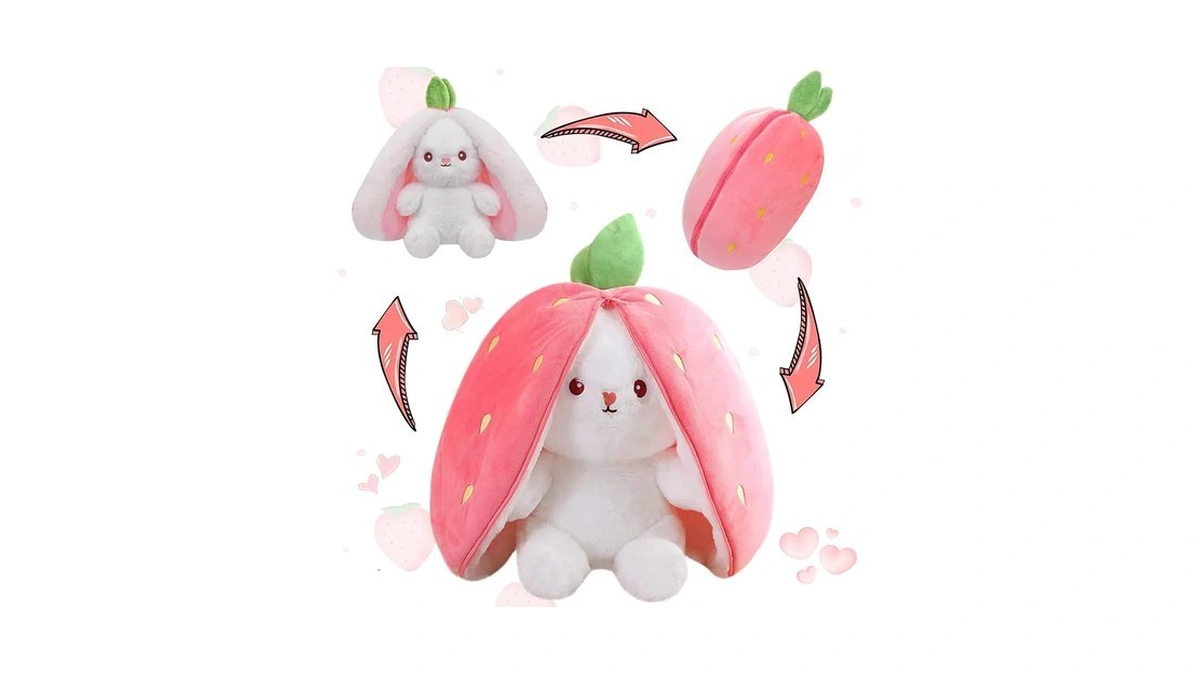 Miaodam Strawberry Bunny Stuffed Animal,reversible Cute Bunny Rabbit Plush