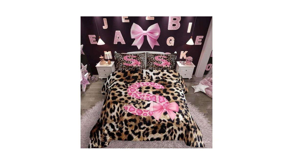 Jejeloiu Leopard Print Soft For Boys Girls, Initial S Initial