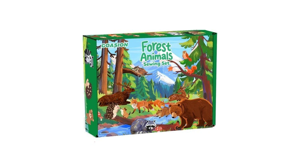 Goasion Sewing Kit For Kids, 8 Pcs Jungle Crafts Sewing