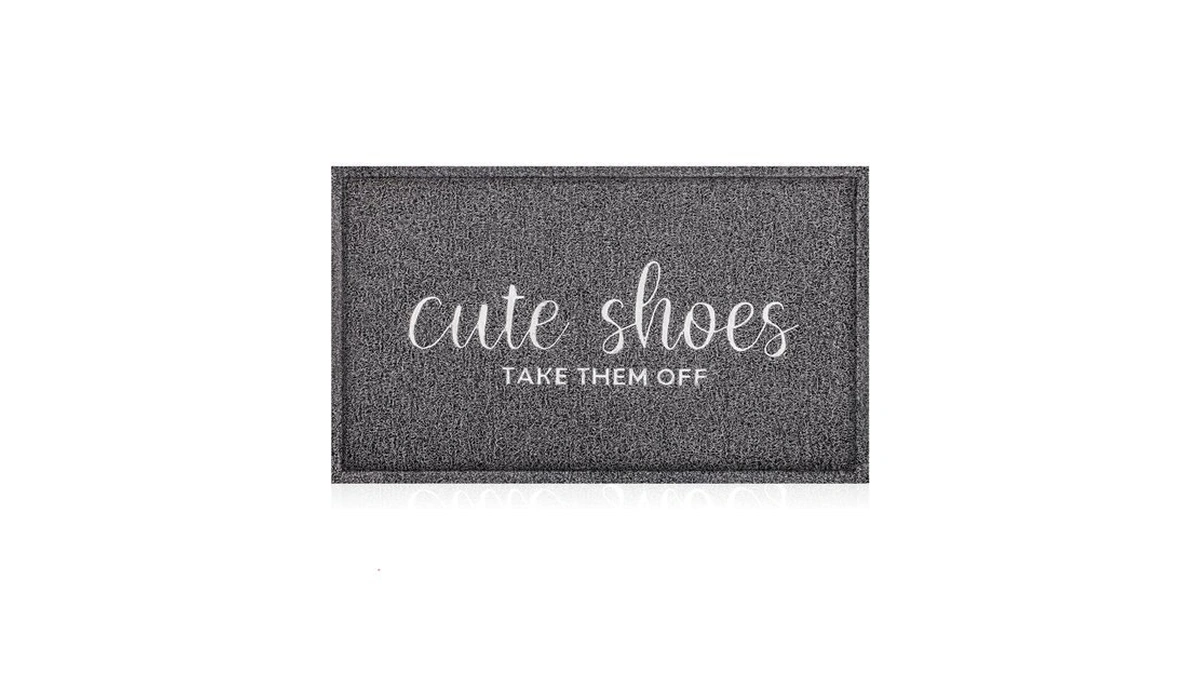 Cute Shoes Welcome Mat - 24"x36" Grey Non-slip Pvc Mat