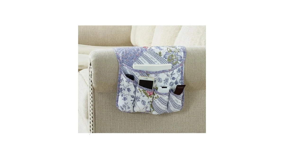 Brilliant Sunshine Rose Violet Patchwork Couch Armrest Cover, 35"×13"