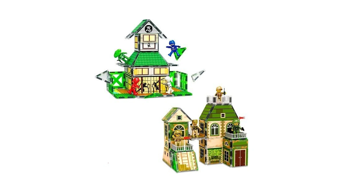 Picassotiles 102pc Magnet Tile Building Block Ninja & Troop Theme
