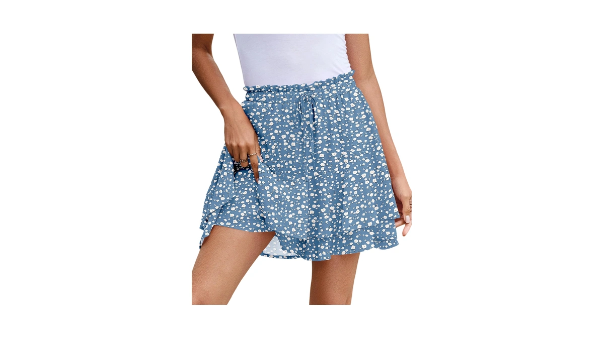 Flowy Shorts For Women Boho Chiffon High Rise Flared Floral