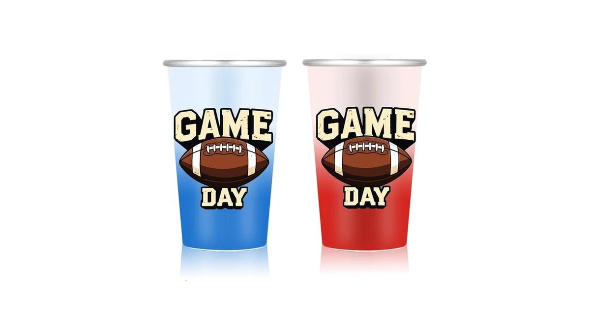 Clickslock Game Day Color Changing Aluminum Cups, 16oz, 2 Pack