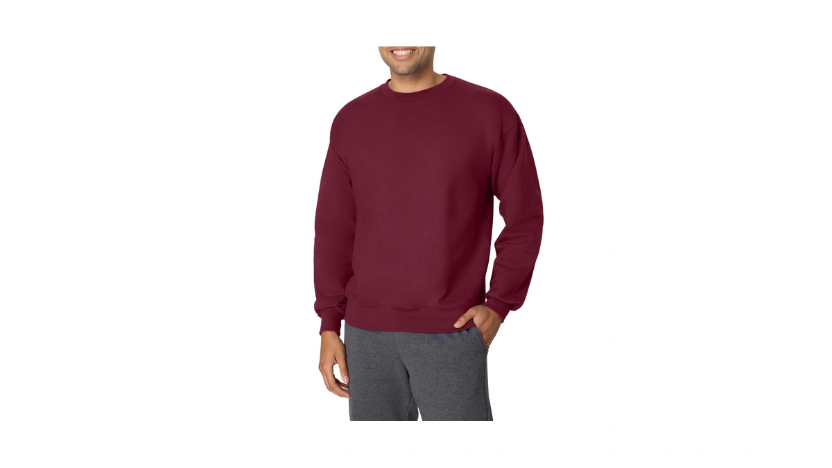 Hanes, Heavyweight Fleece Sweatshirt, Crewneck Pullover For Men, Maroon
