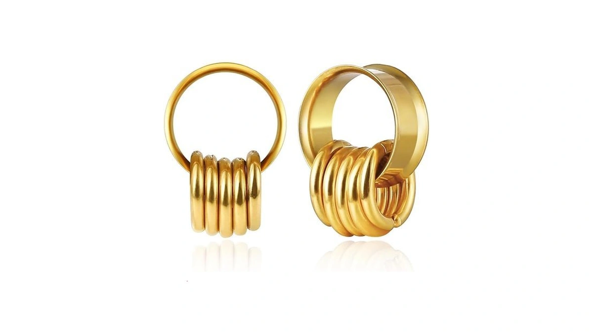 Twolobes 1 Pair Ear Gauges With 10pcs Rings Hypoallergenic 316