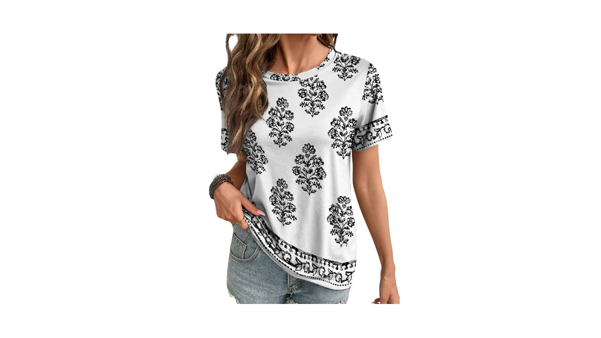 Amazon : Evaless Womens Floral Print Summer Tops