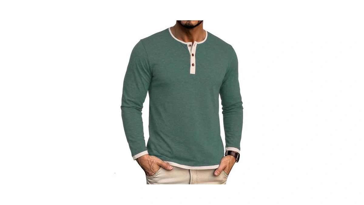 Lexiart Men's Henley Shirts Long Sleeve Casual Lightweight Button T-shirts