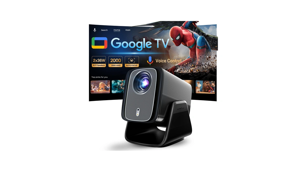 2000 Ansi Google Tv-licensed Projector, 4k/8k Input Support, Dual 36w