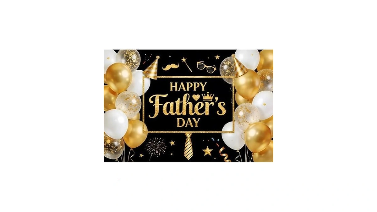 Duluxykl 10x8ft Happy Fathers Day Backdrop Black And Gold Tie