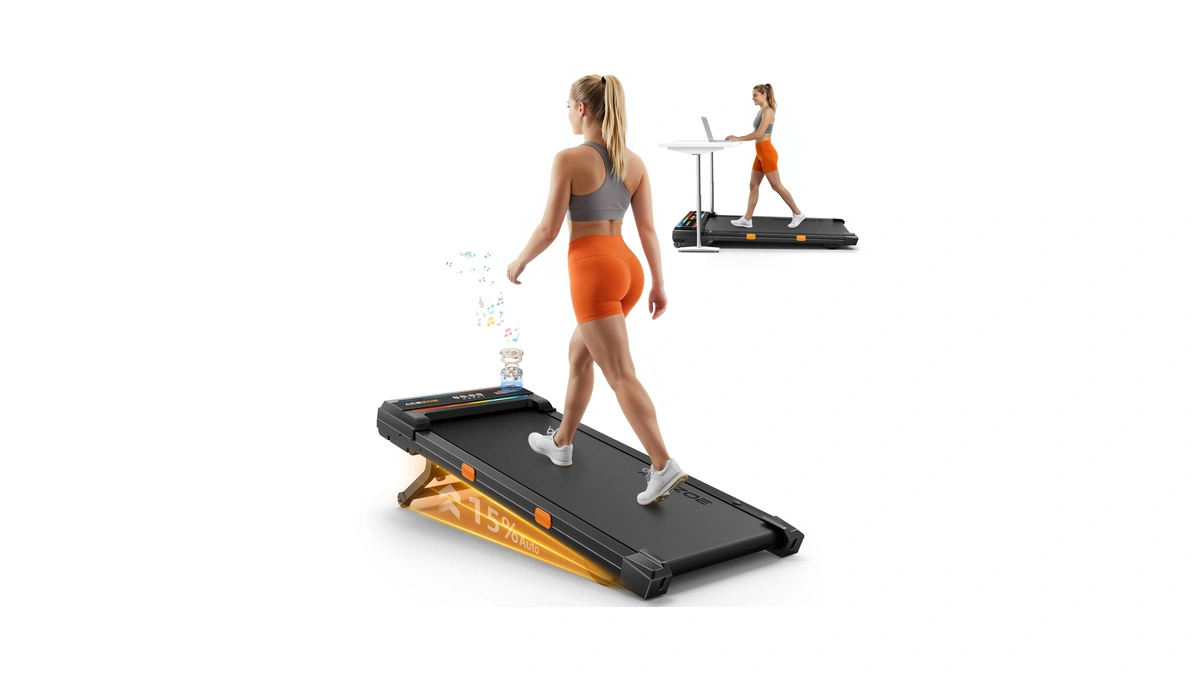 Walking Pad Treadmill With 15% Auto Incline, Under Desk Treadmill