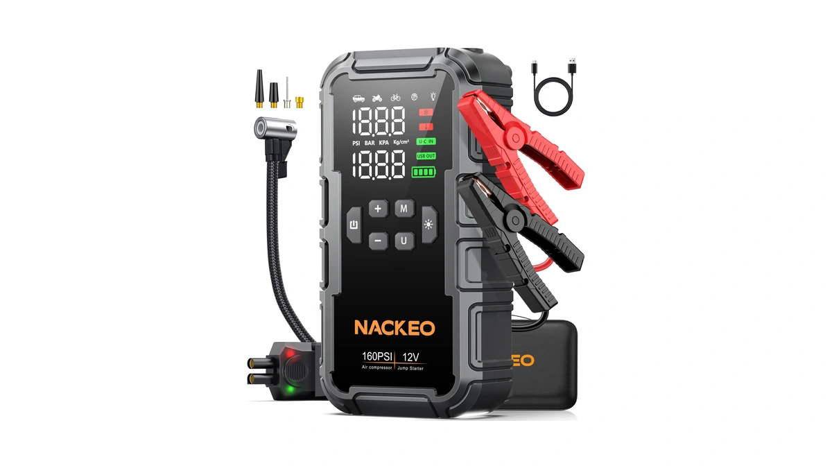 8000a Car Battery Jump Starter With Air Compressor 160psi, Car