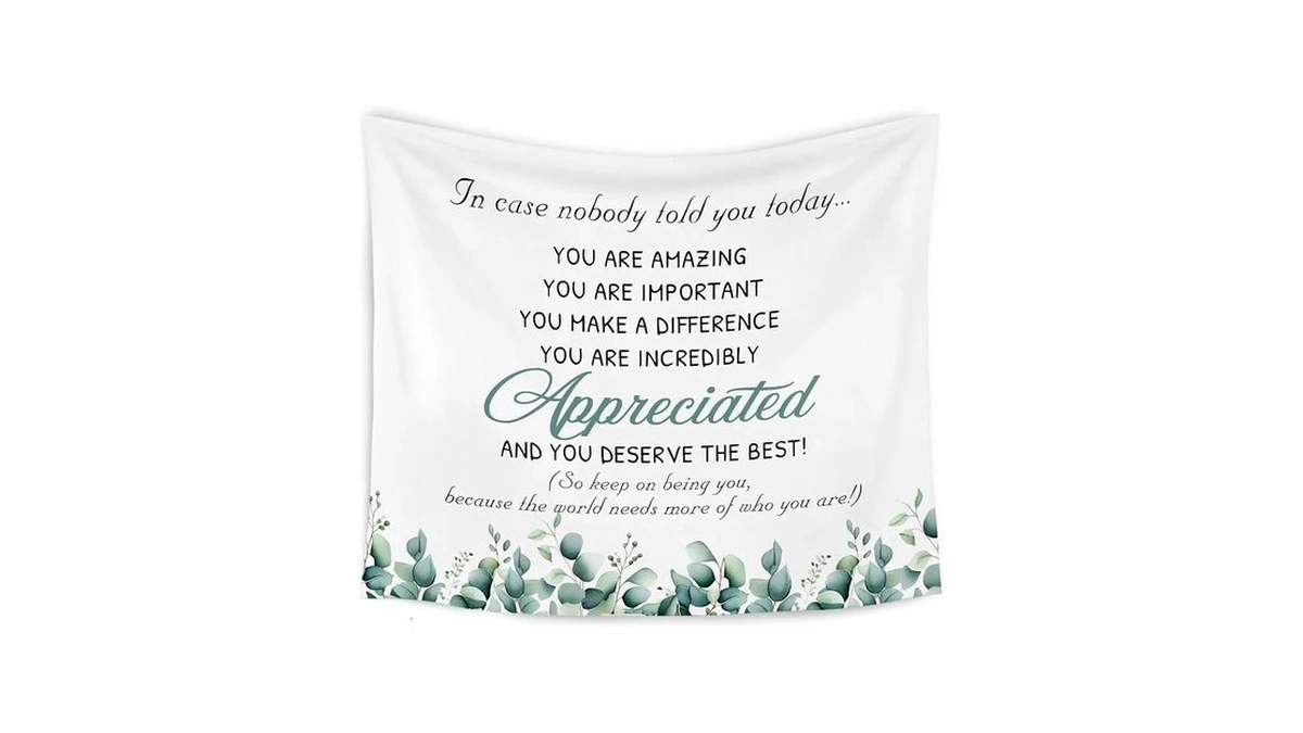 Wardos Sage Green Inspirational Tapestry, Eucalyptus Leaf Motivational Tapestry Wall
